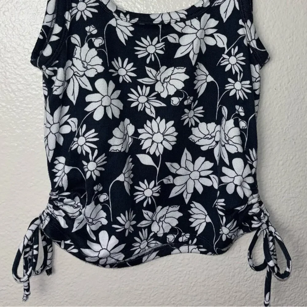 Gilly Hicks Sleep Cami tank women's size medium blue w/ white flowers side ties